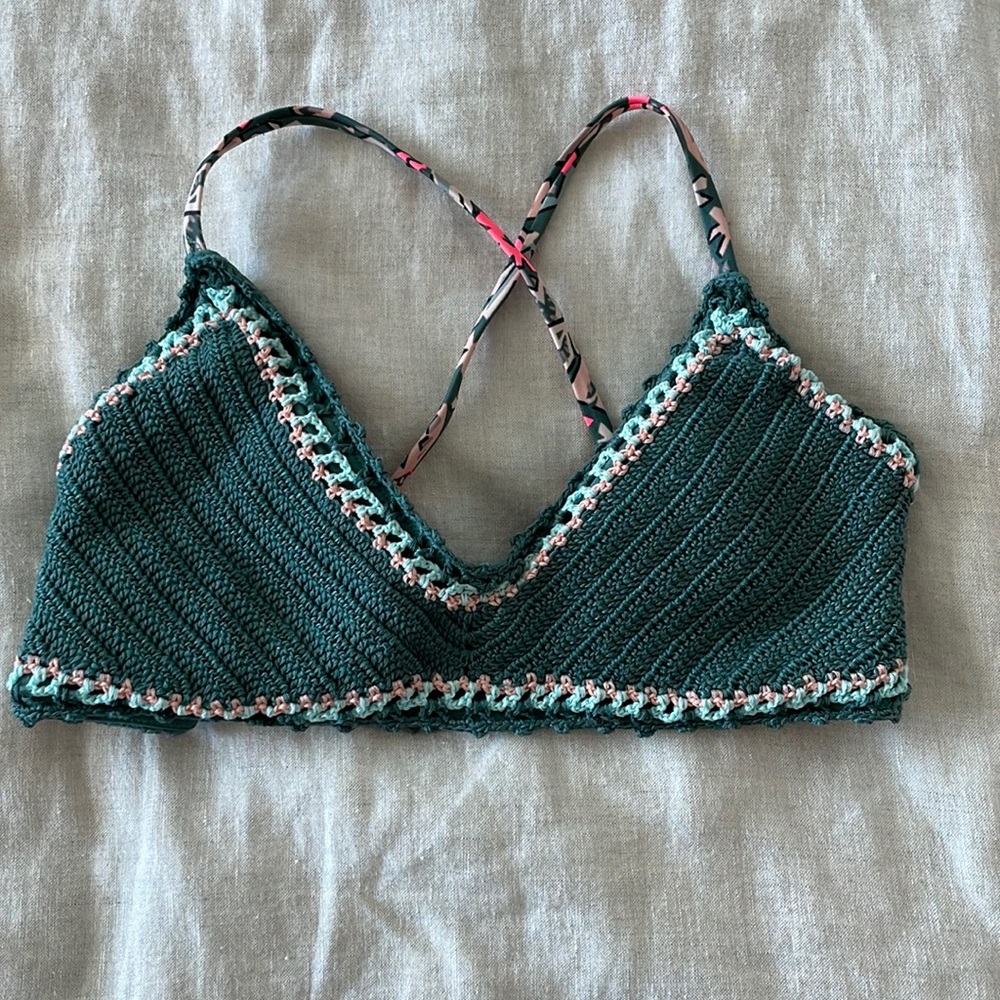 Green Crochet Bikini Top